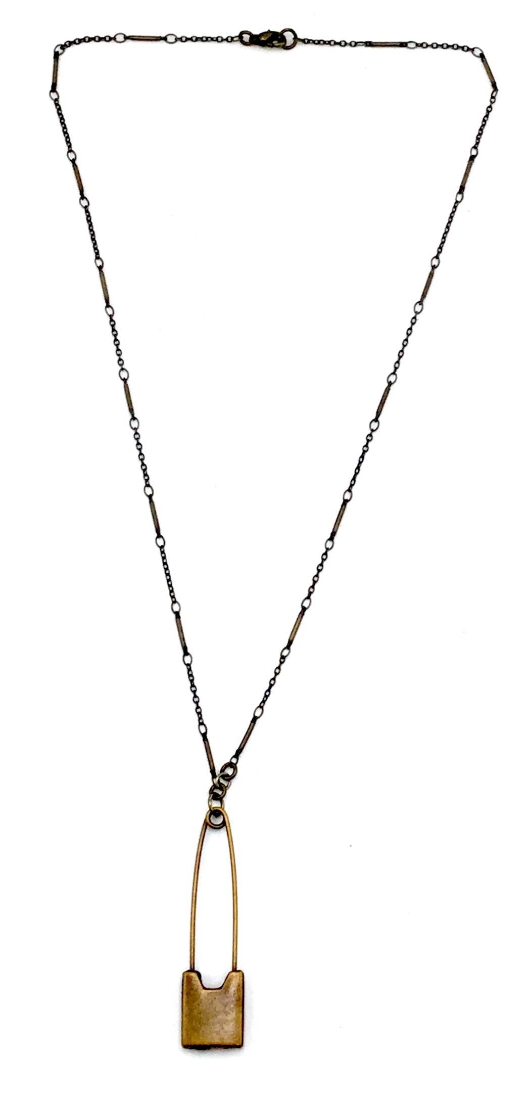 Gold Safety Pin Necklace