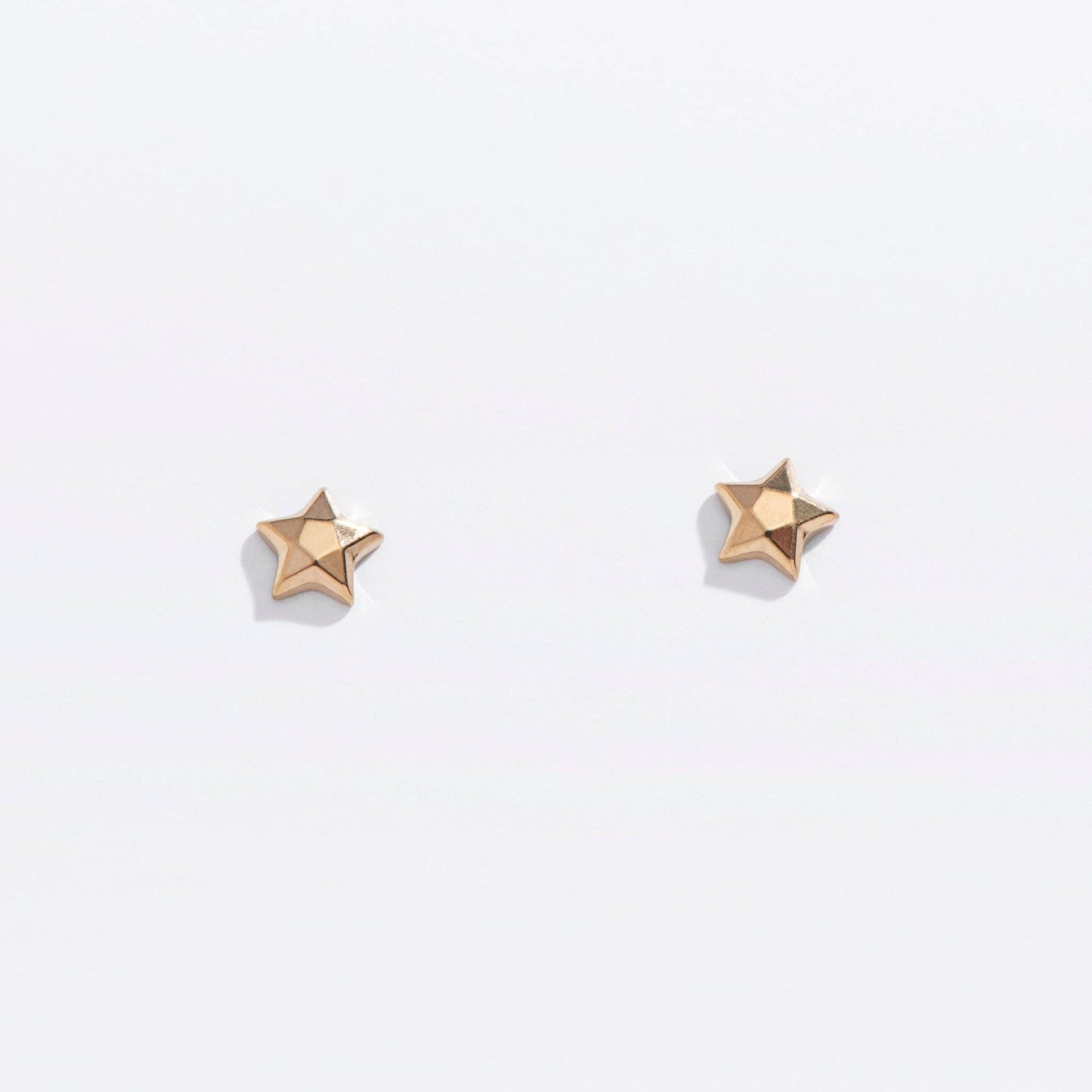 14k Gold PVD or Titanium Faceted Star Flat Back Studs