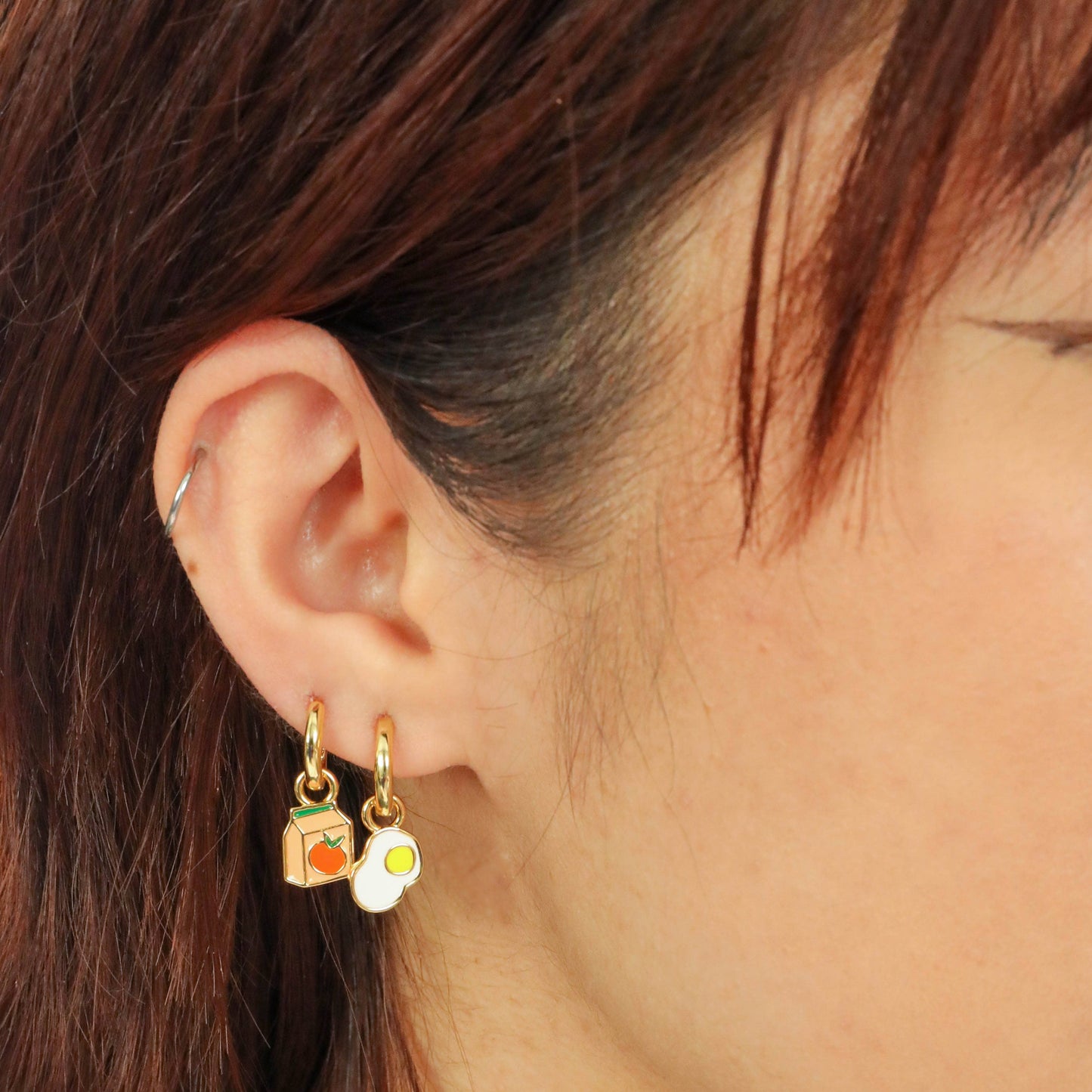 Hoop Earrings - Juice Box/Egg - Gold Statement Jewelry