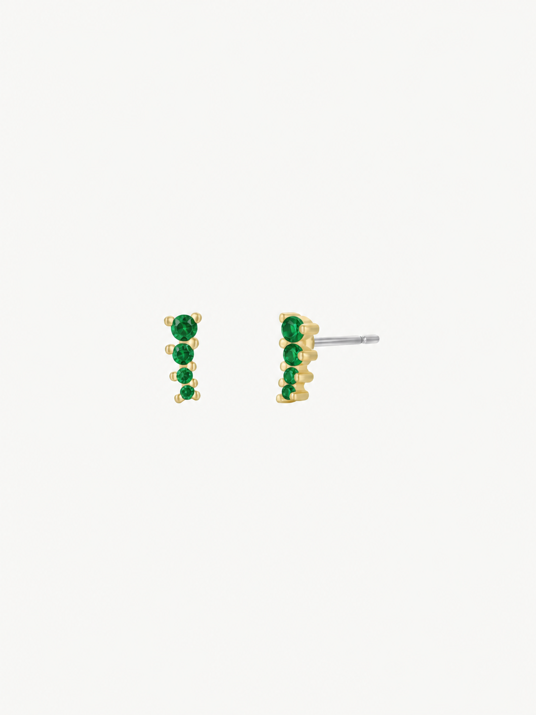 Mini Crawler - Emerald CZ - Gold Earrings