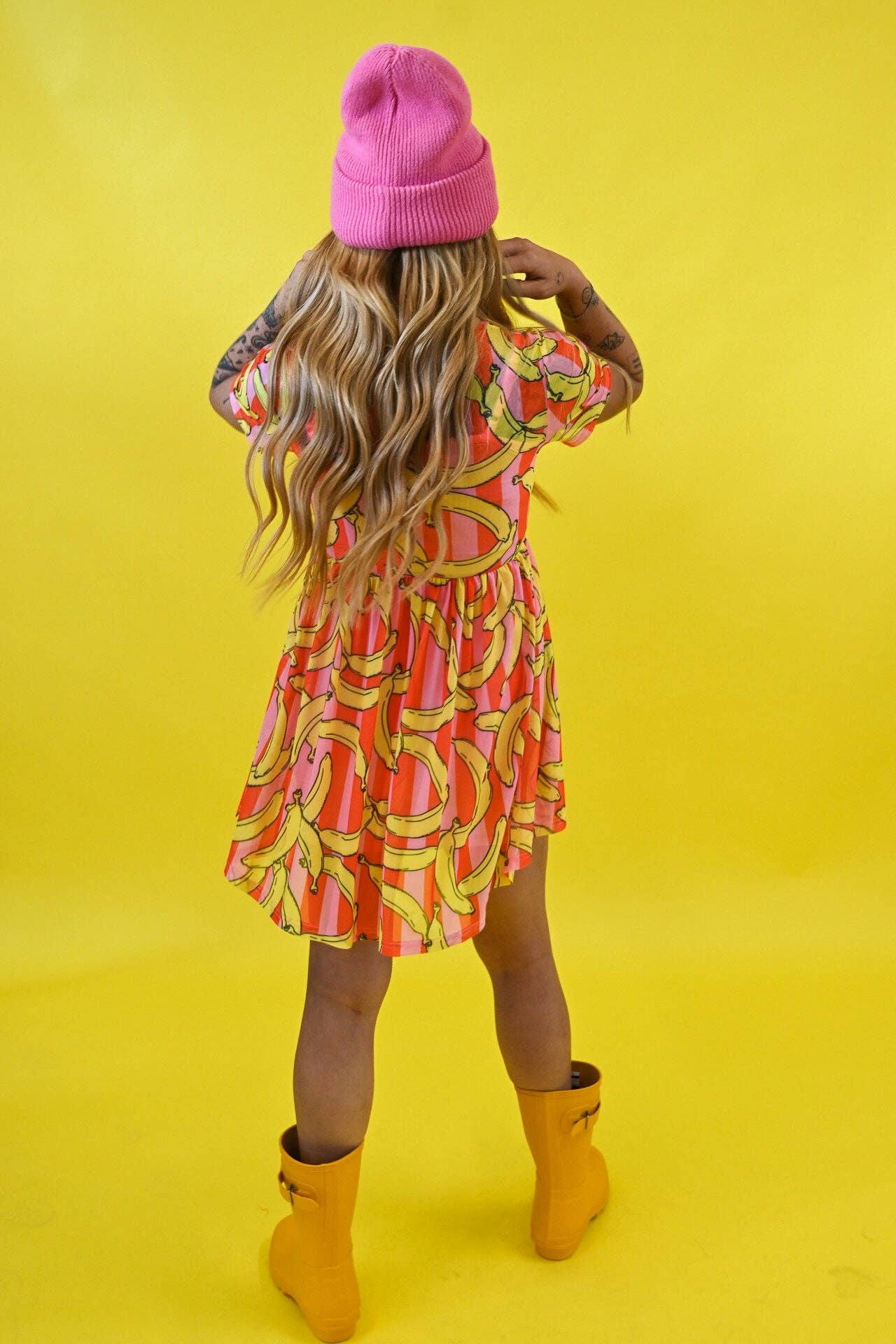 Peelin’ Good Pink Banana Mini Mesh Dress