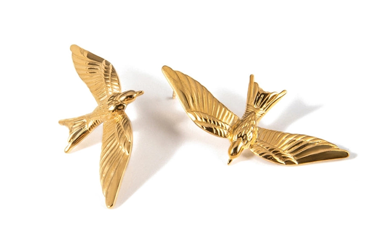 Take Flight- Swallow 14K gold Stud Earring  Stainless steel