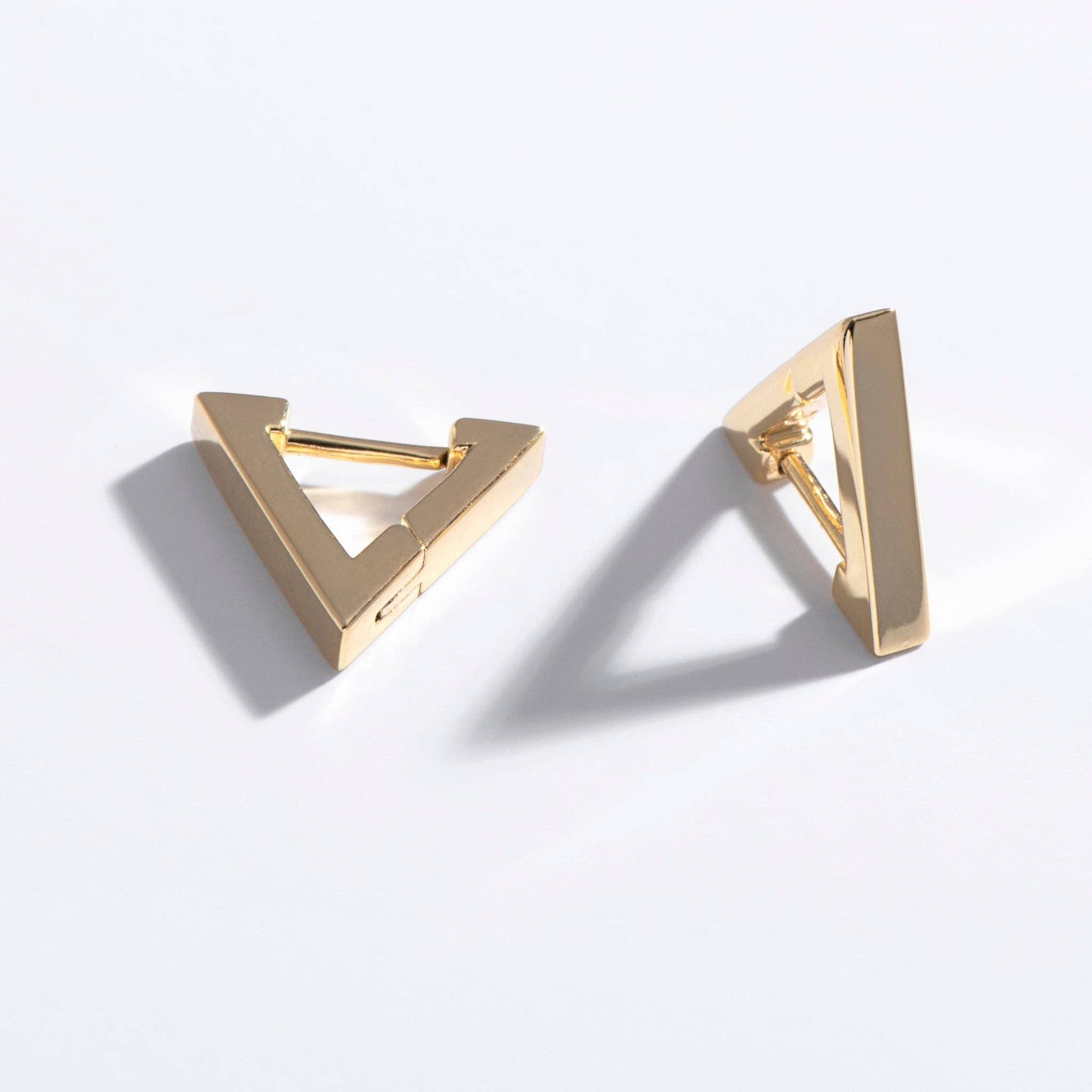 Triangle Huggie Hoops - 14k gold-plated brass