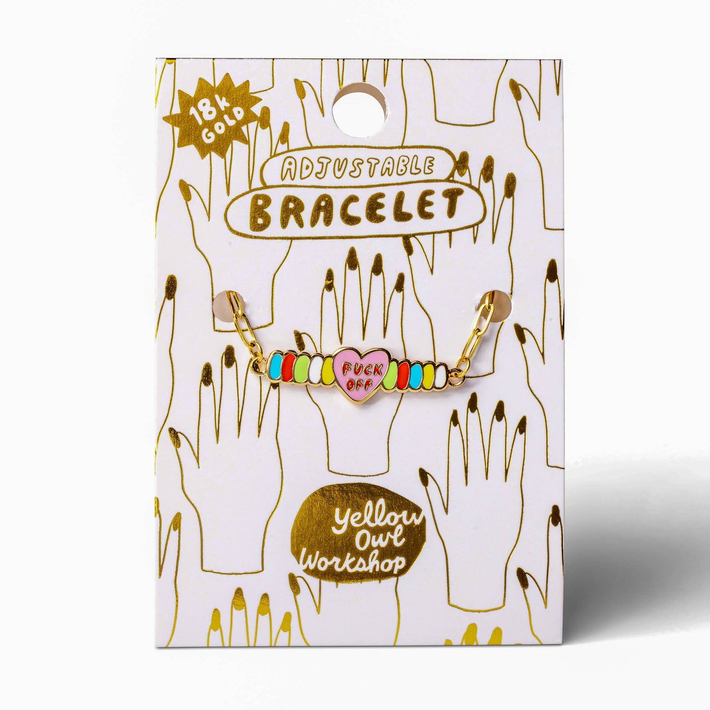 F*ck Off Charm Bracelet | Gold Enamel Swear Word Jewelry