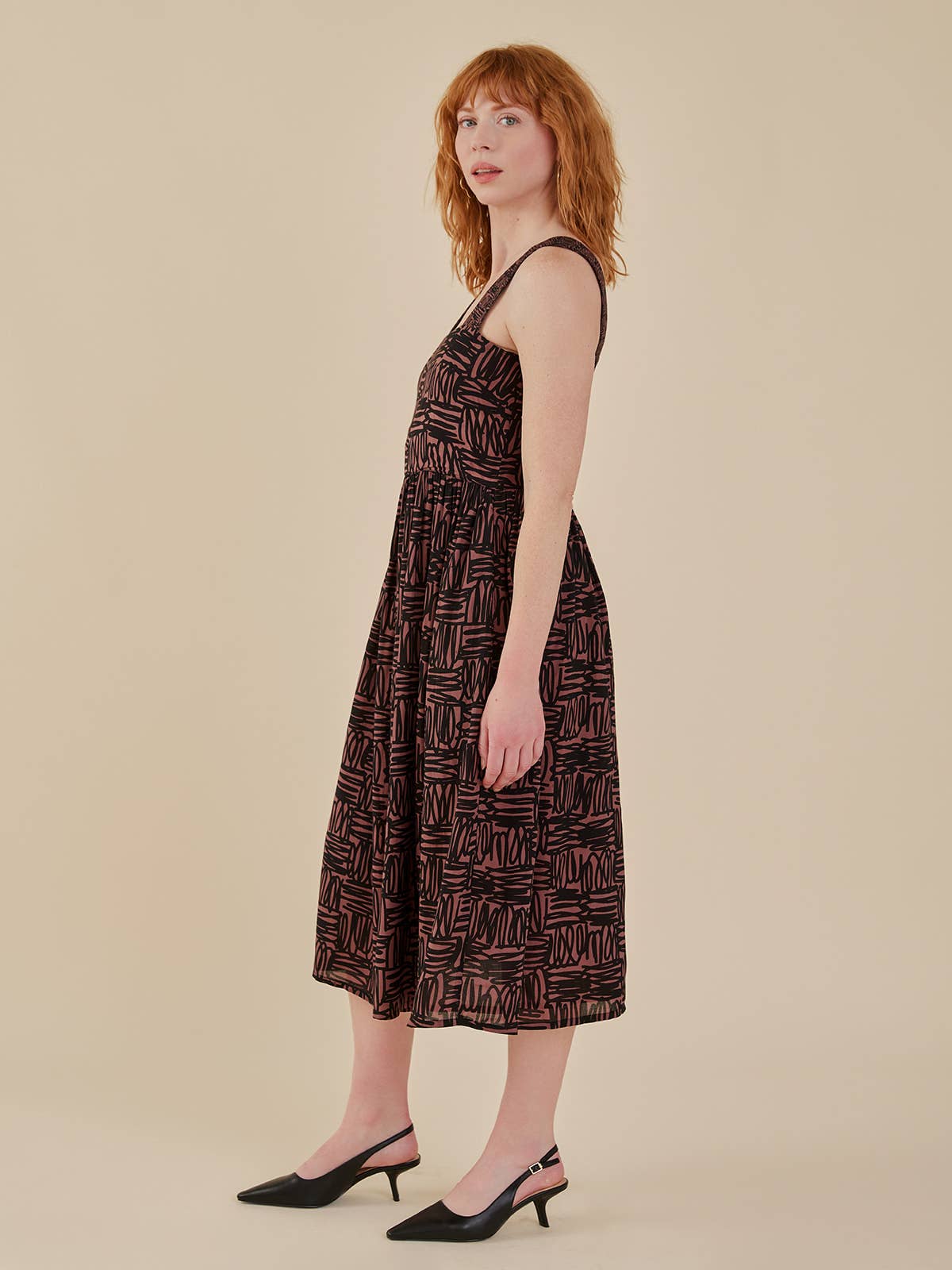 Nikita Dress Mocha Scribble Modal