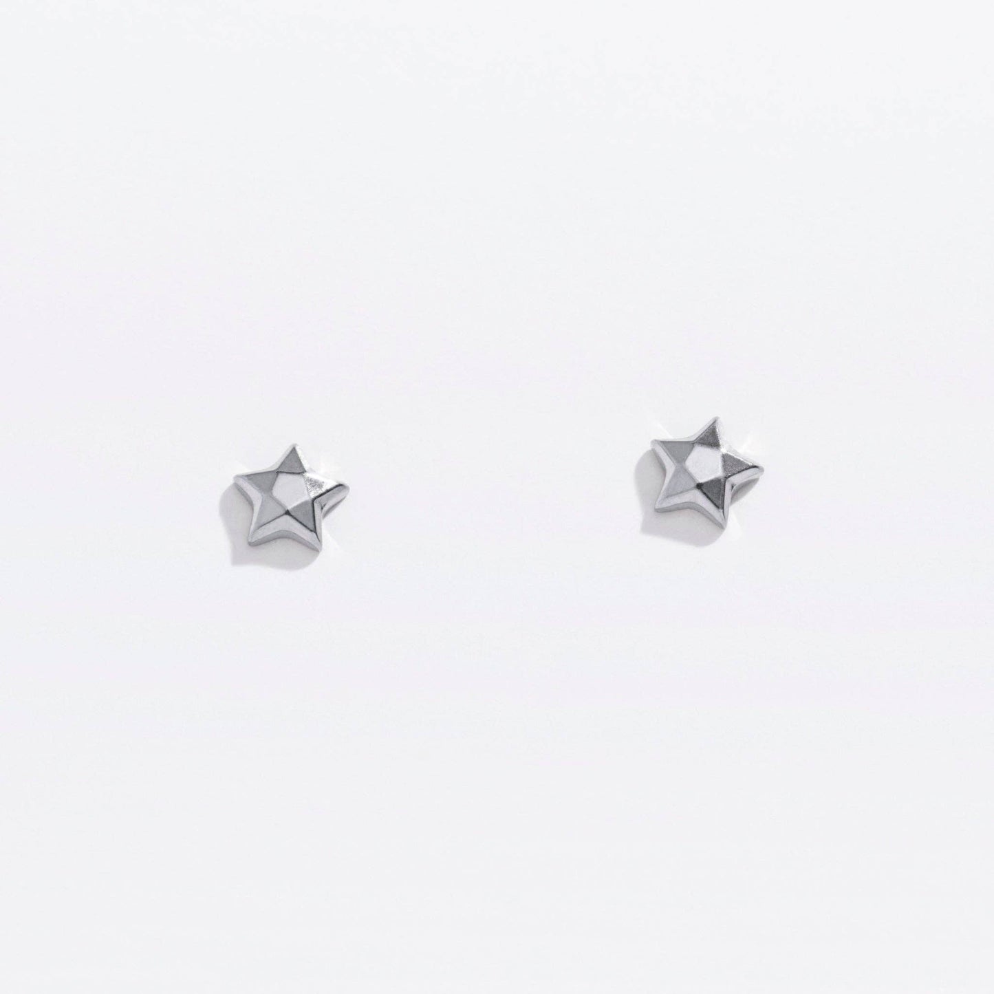 14k Gold PVD or Titanium Faceted Star Flat Back Studs