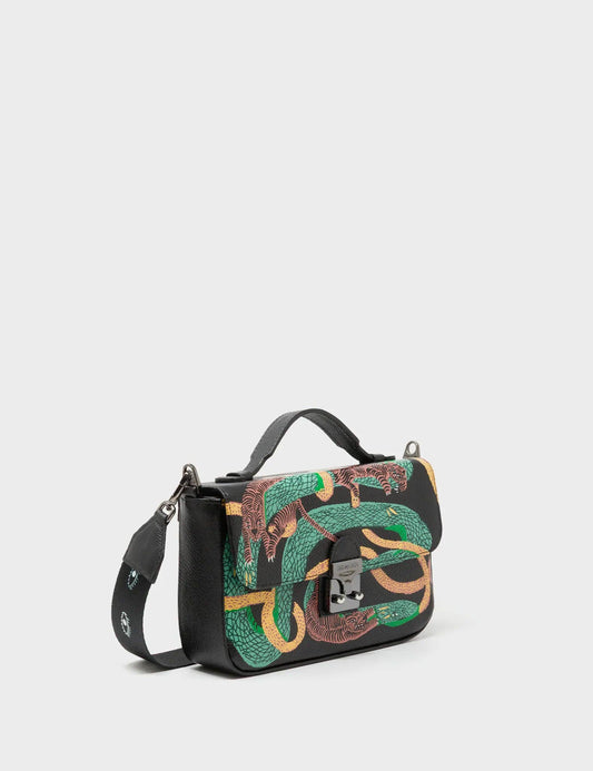 Amantis Black Leather Crossbody Mini Handbag - Tangle Tales Design