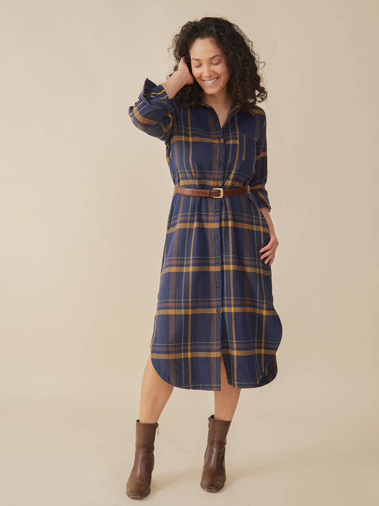 Sutton Shirtdress Navy Yellow Plaid