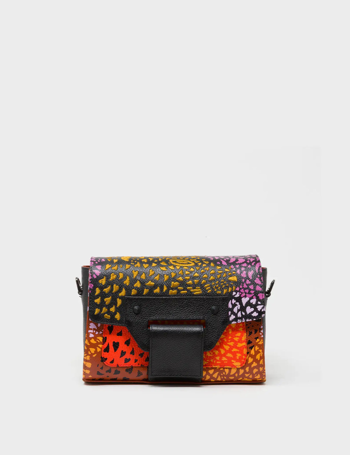 Cael Black Mini Shoulder Bag - Retro Tiger Embroidery
