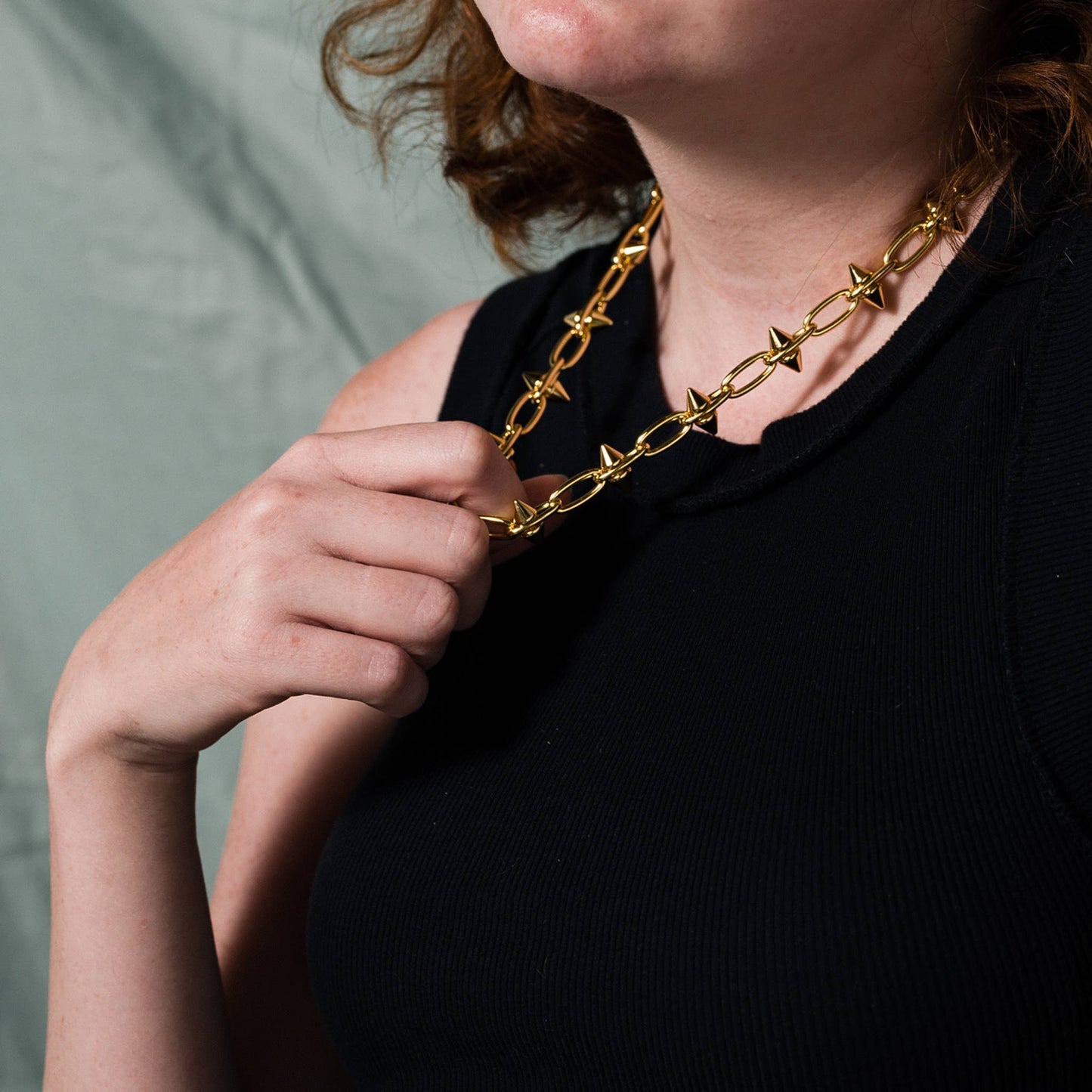 Toom Spike Chain Necklace - 14K Gold Plate or Sterling Silver Plate