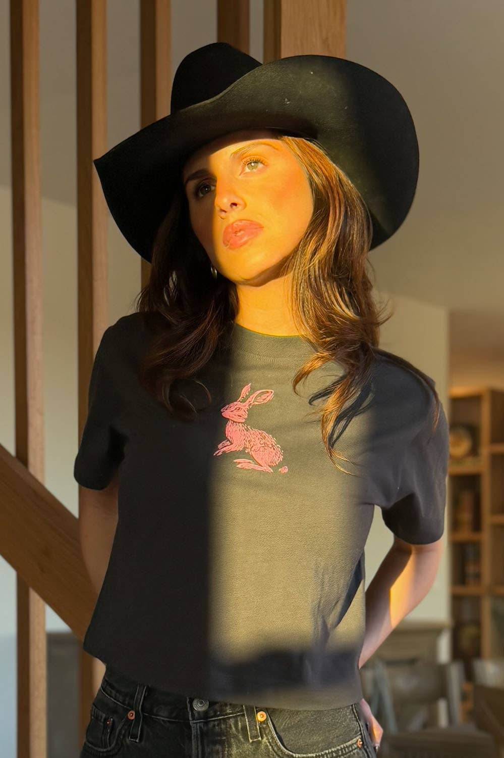 Jack Rabbit Vintage-Wash Cropped Graphic Tee