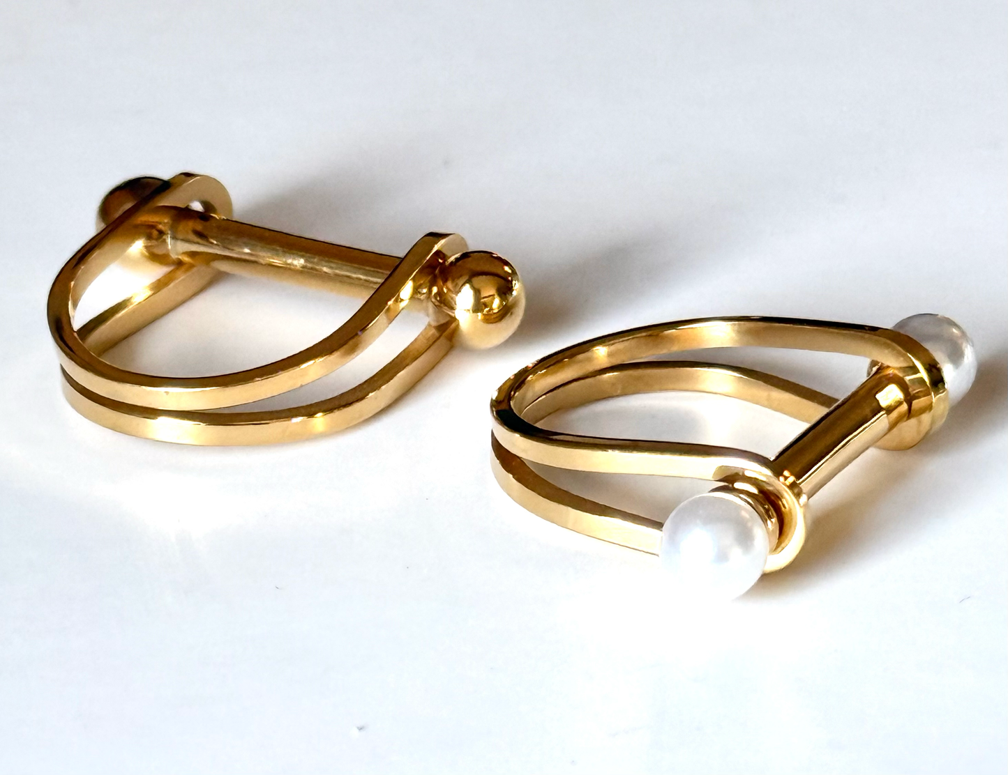 Snaffle- Stirup Steel 14K Gold Ring