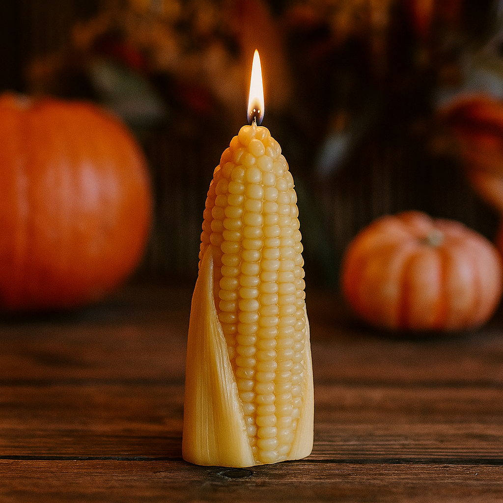 Corn Cob Candle – 100% Pure Beeswax – Hand-Poured