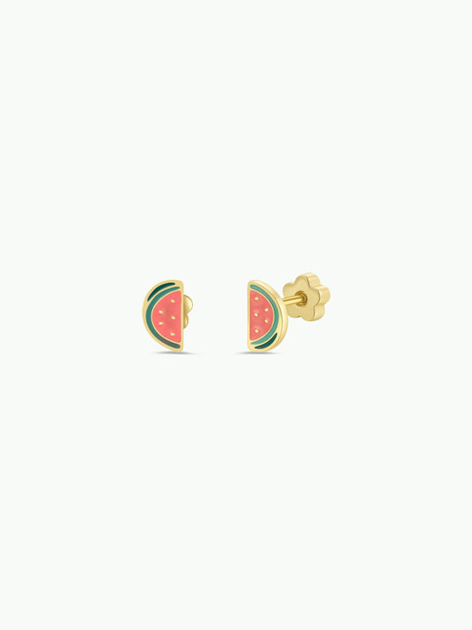 Watermelon Enamel Flat Back Kids Earrings