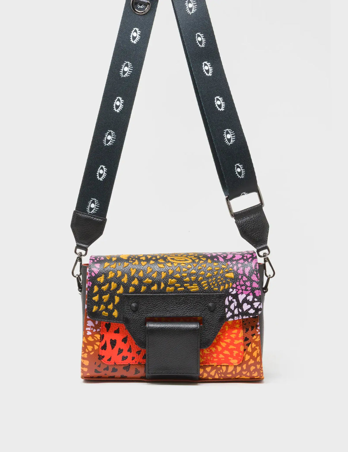 Cael Black Mini Shoulder Bag - Retro Tiger Embroidery