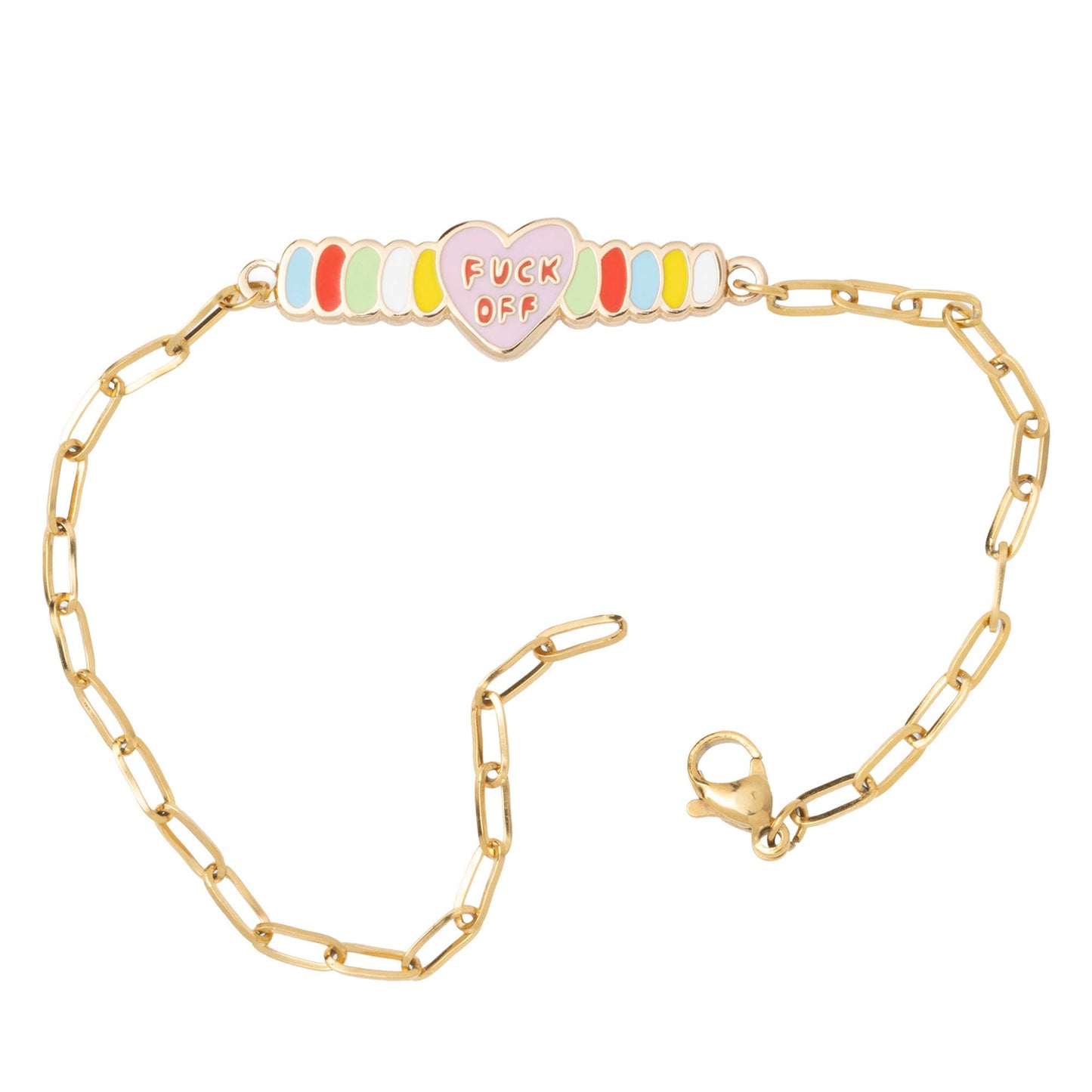 F*ck Off Charm Bracelet | Gold Enamel Swear Word Jewelry