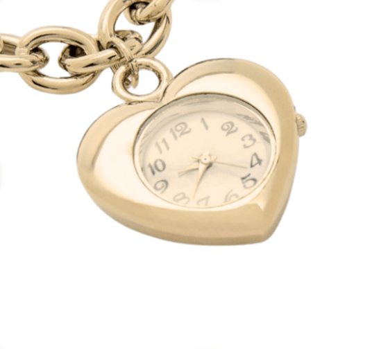 Watch Necklace - Steel Chain , Heart Shaped, Really Works - Tsuru