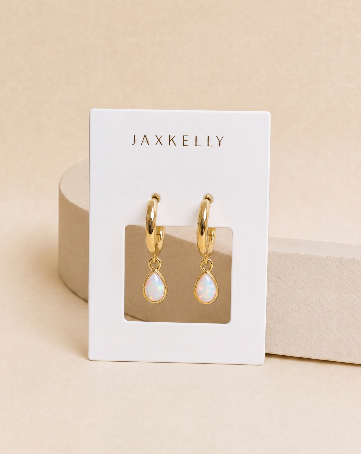 Teardrop Charm Hoop - White Opal