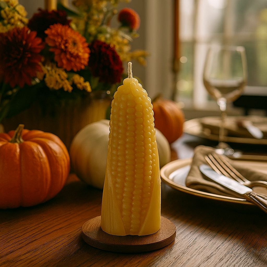 Corn Cob Candle – 100% Pure Beeswax – Hand-Poured