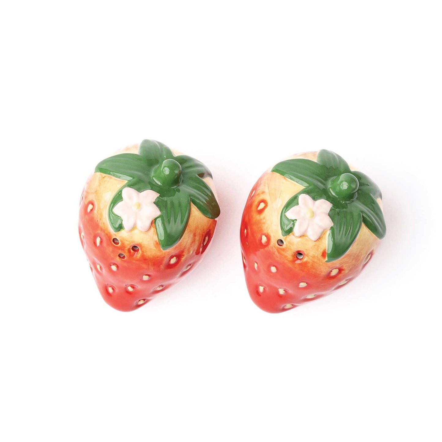 Salt & Pepper Shaker Set, Strawberry Shaped Ceramic Boxed