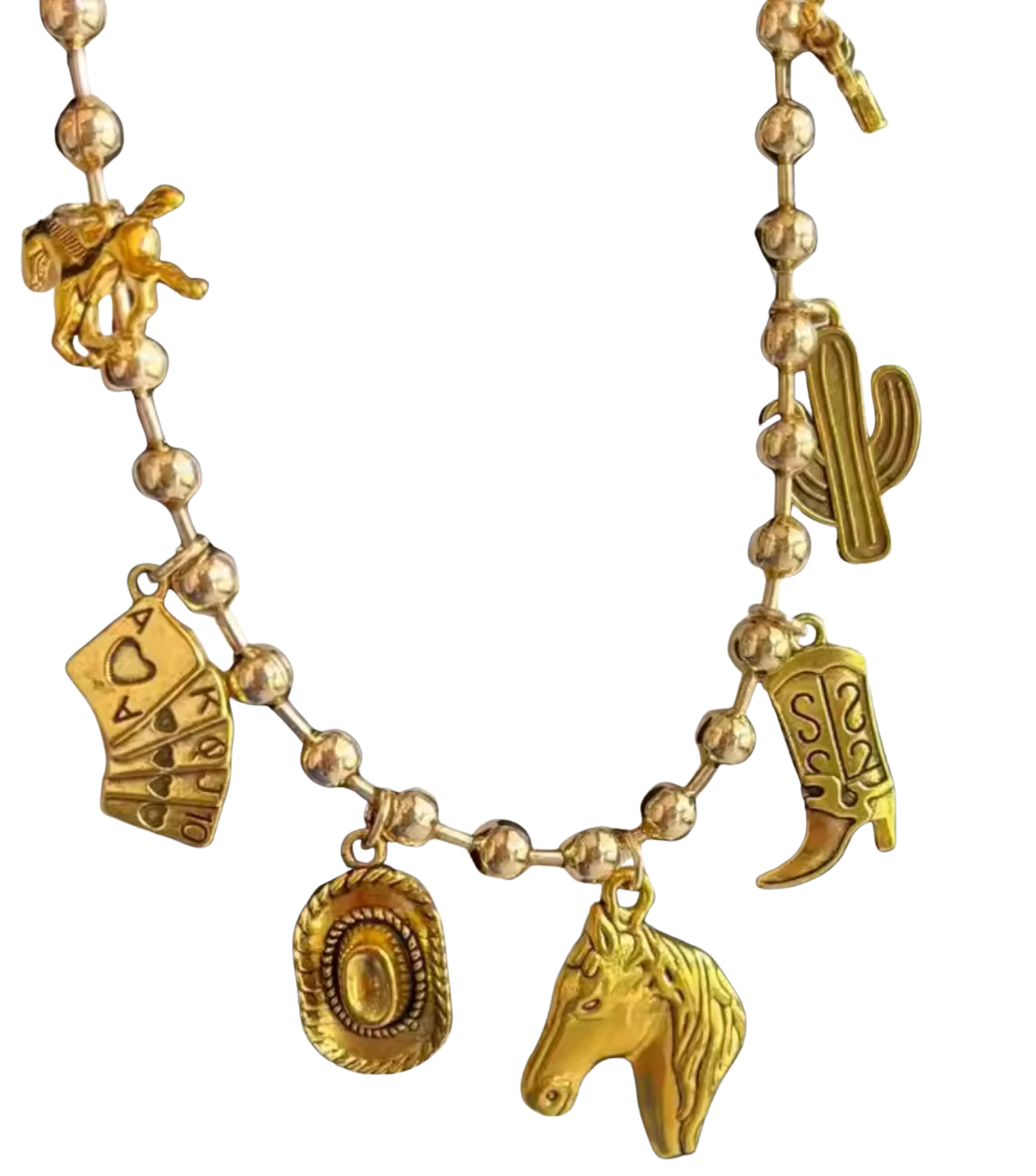 Year of the Horse- Charm and Bead PVD Necklace- 18K Gold