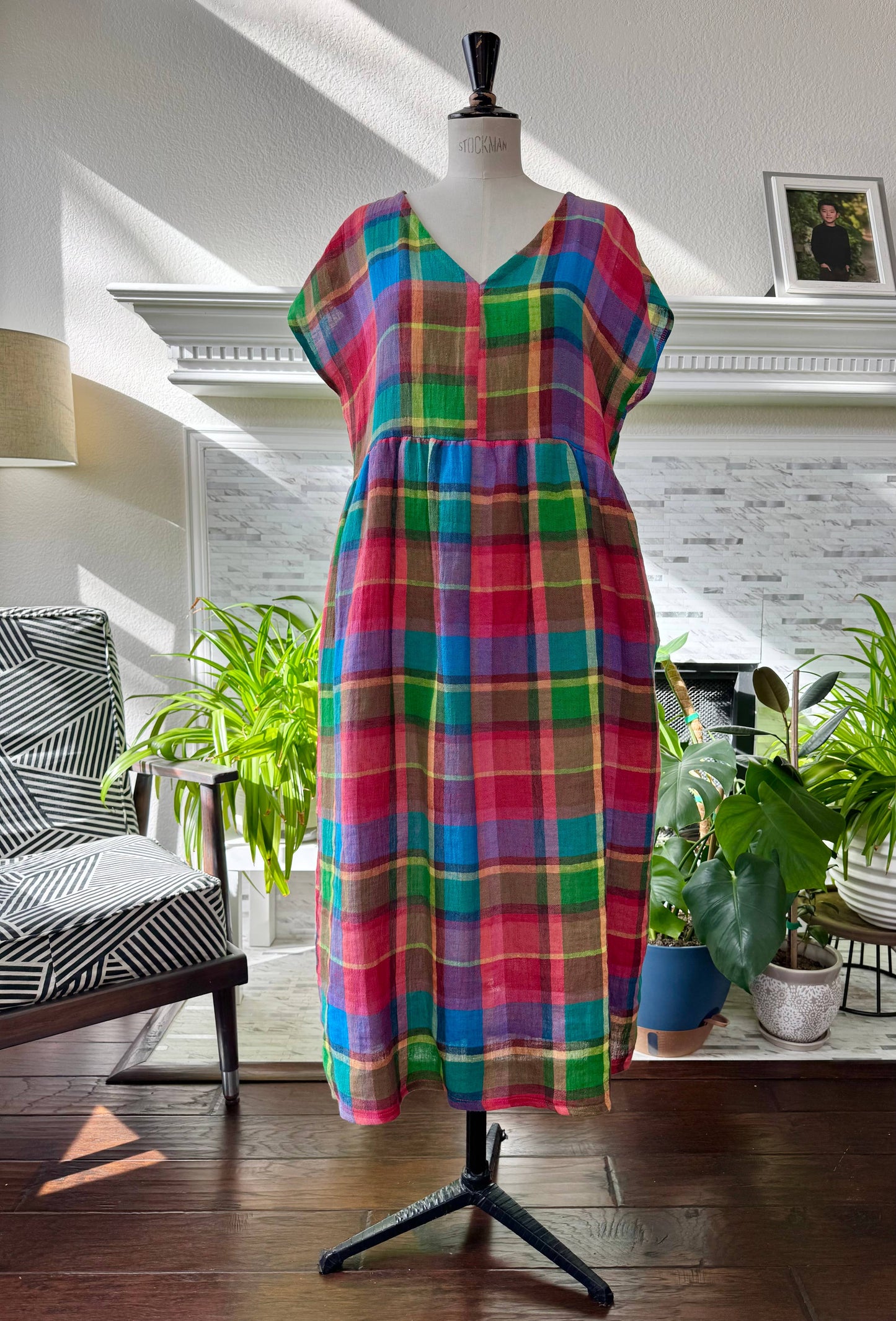 Neon multi linen dress