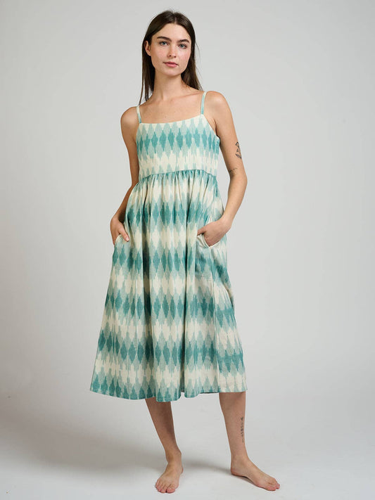 Sofia Midi Dress Teal Ikat