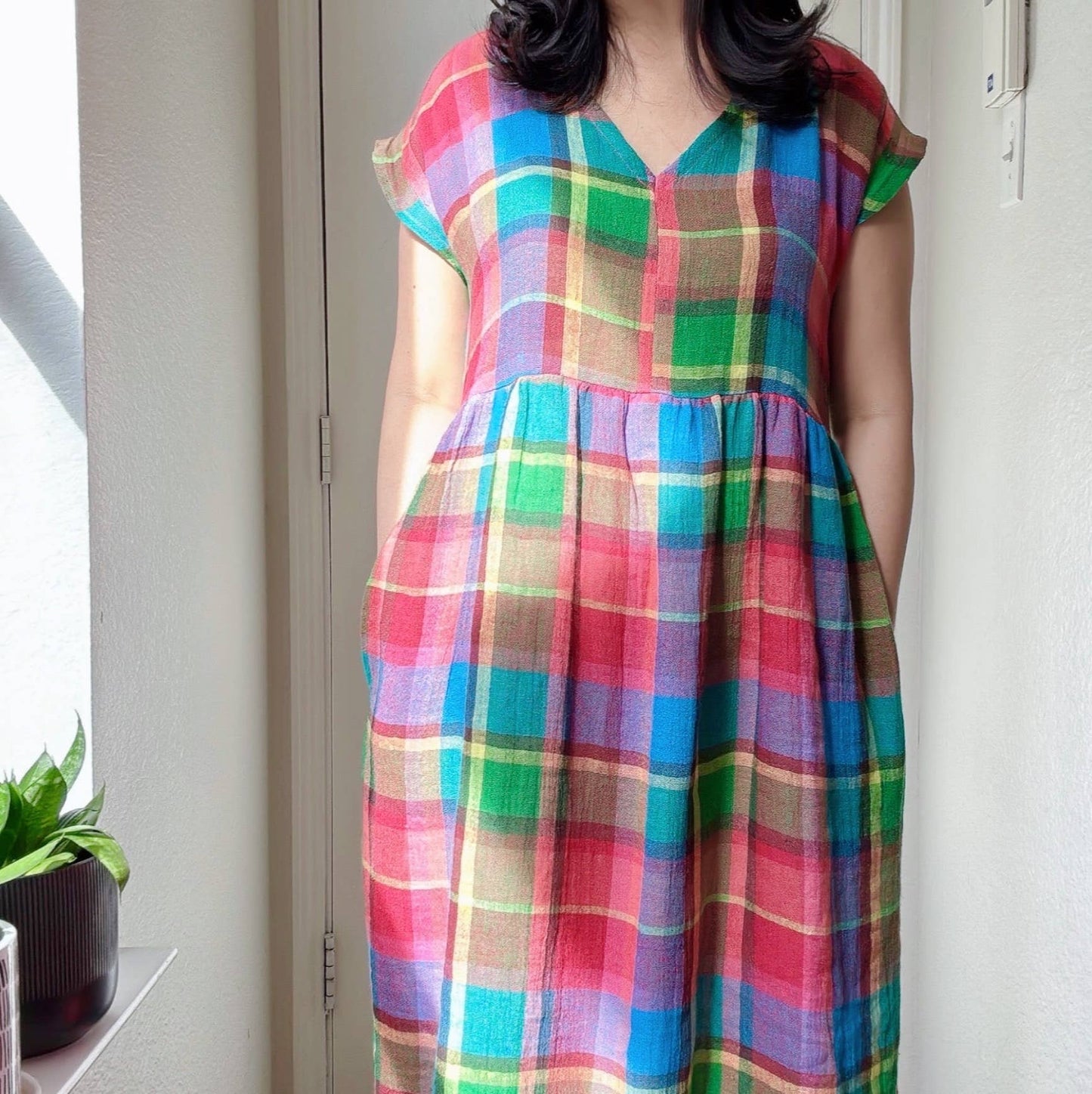 Neon multi linen dress