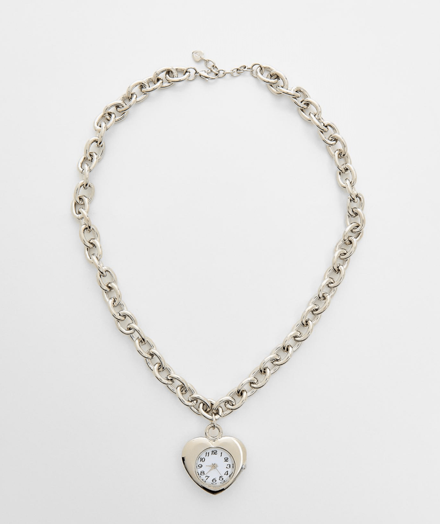 Watch Necklace - Steel Chain , Heart Shaped, Really Works - Tsuru