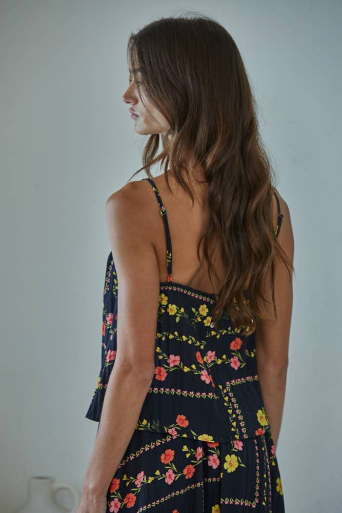 Floral Print Tube Neck Top