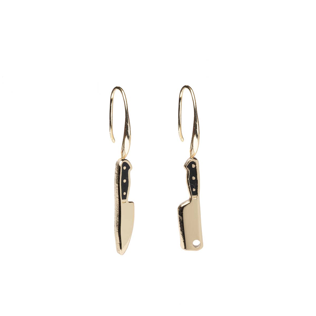 Chef's Knife & Cleaver Gold Earrings - Foodie Cook Chef Gift