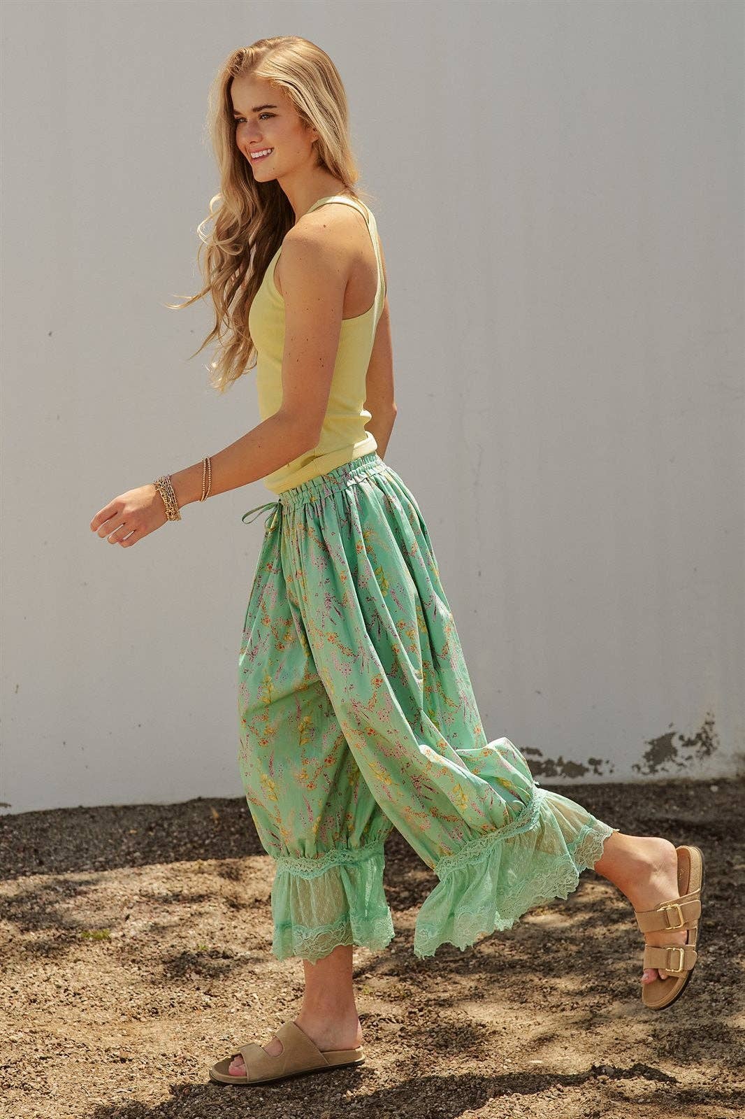 Wildflower Floral Lace Hem Cotton Bloomer Pants