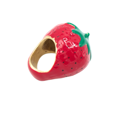 Fruit Basket Ring- Large Dome Fruit Rings- Enamel Hand Made