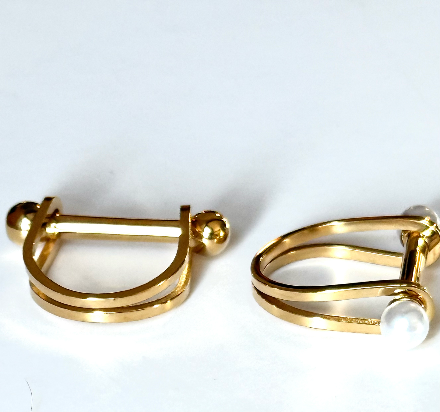 Snaffle- Stirup Steel 14K Gold Ring