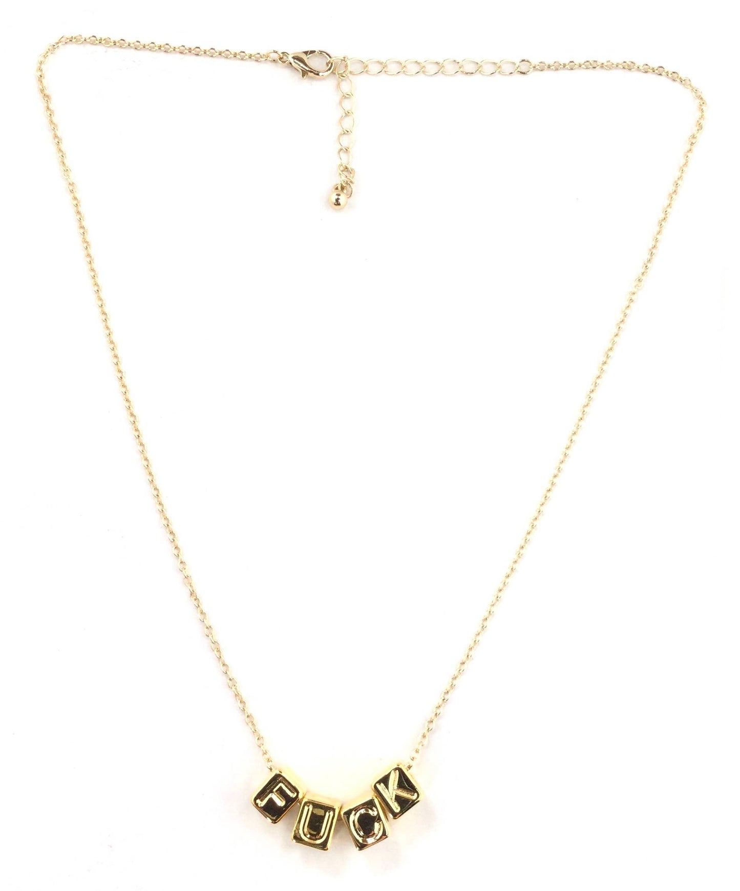 Gold F*CK Letter Cube Necklace