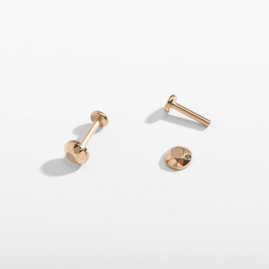 14k Gold PVD or Titanium Faceted Circle Flat Back Studs
