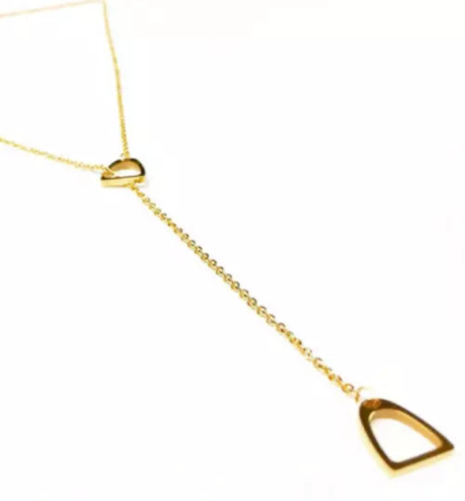 Colt & Filly Stirrup Lariat Steel Necklace- Waterproof