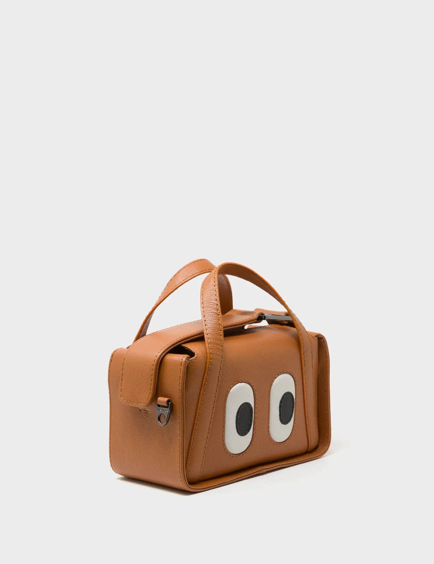 Benji Micro Crossbody Caramel Leather Bag - Eyes Engraved
