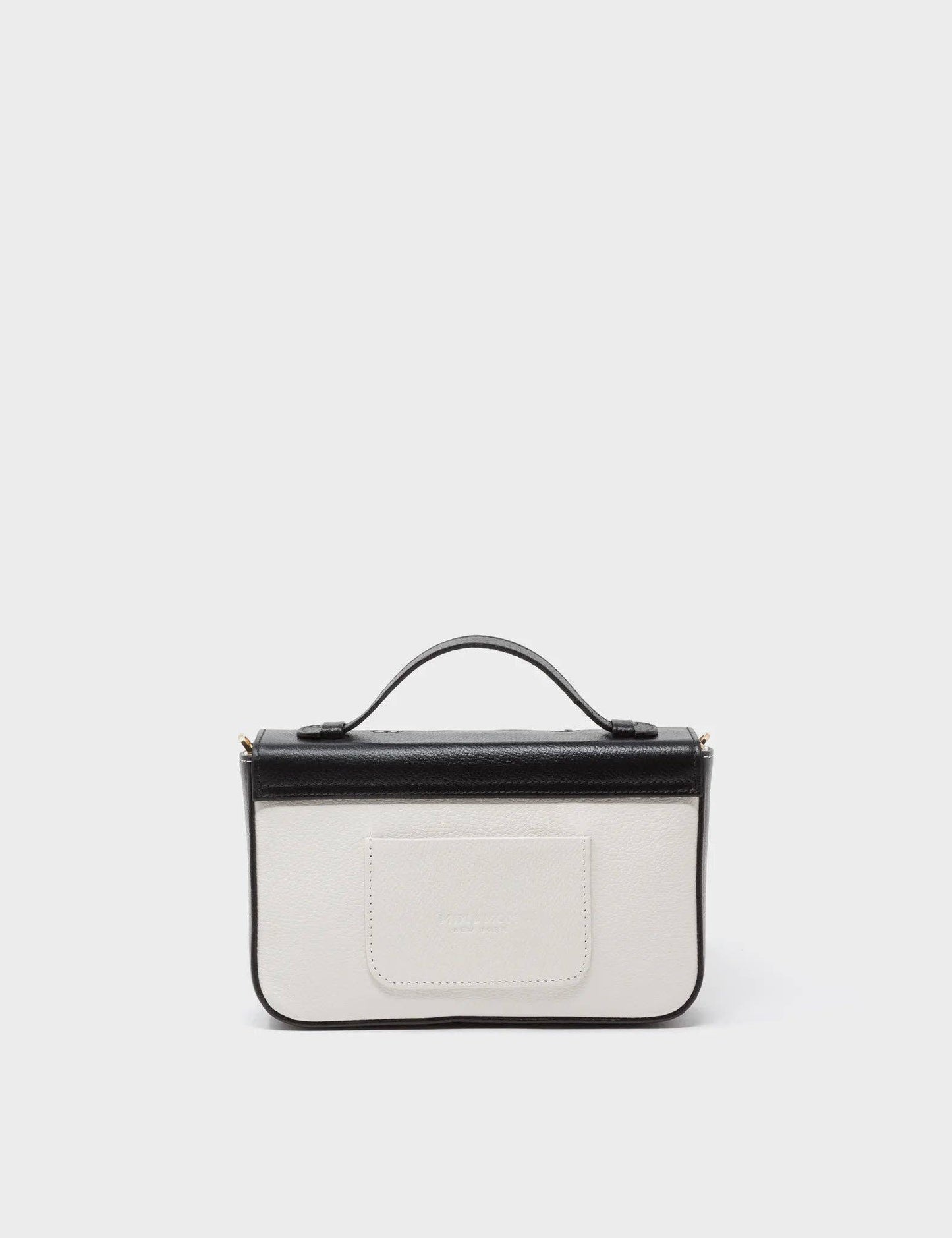 Amantis Black And Cream Leather Crossbody Mini Handbag - All Over Eyes Embroidery