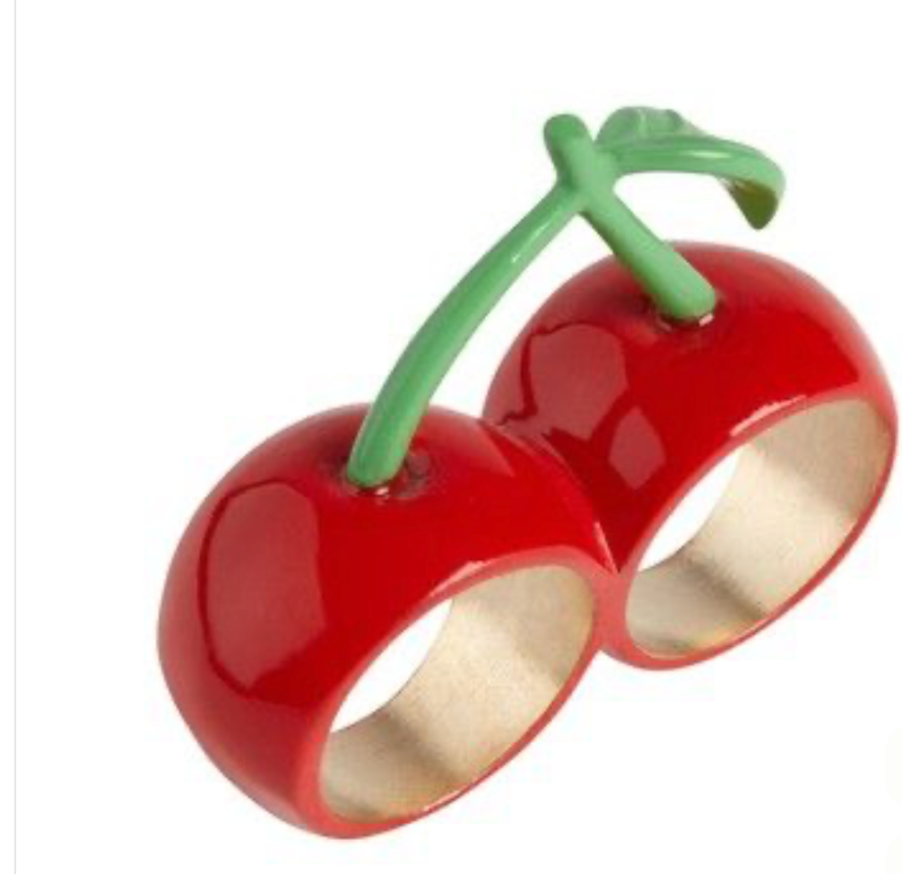 Cherry Season-Double Fruit Ring- Two Finger Ring