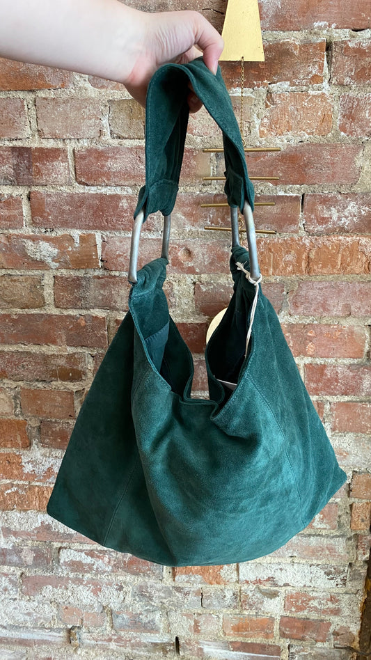 Bobbi Slouch Suede Tote in Pine