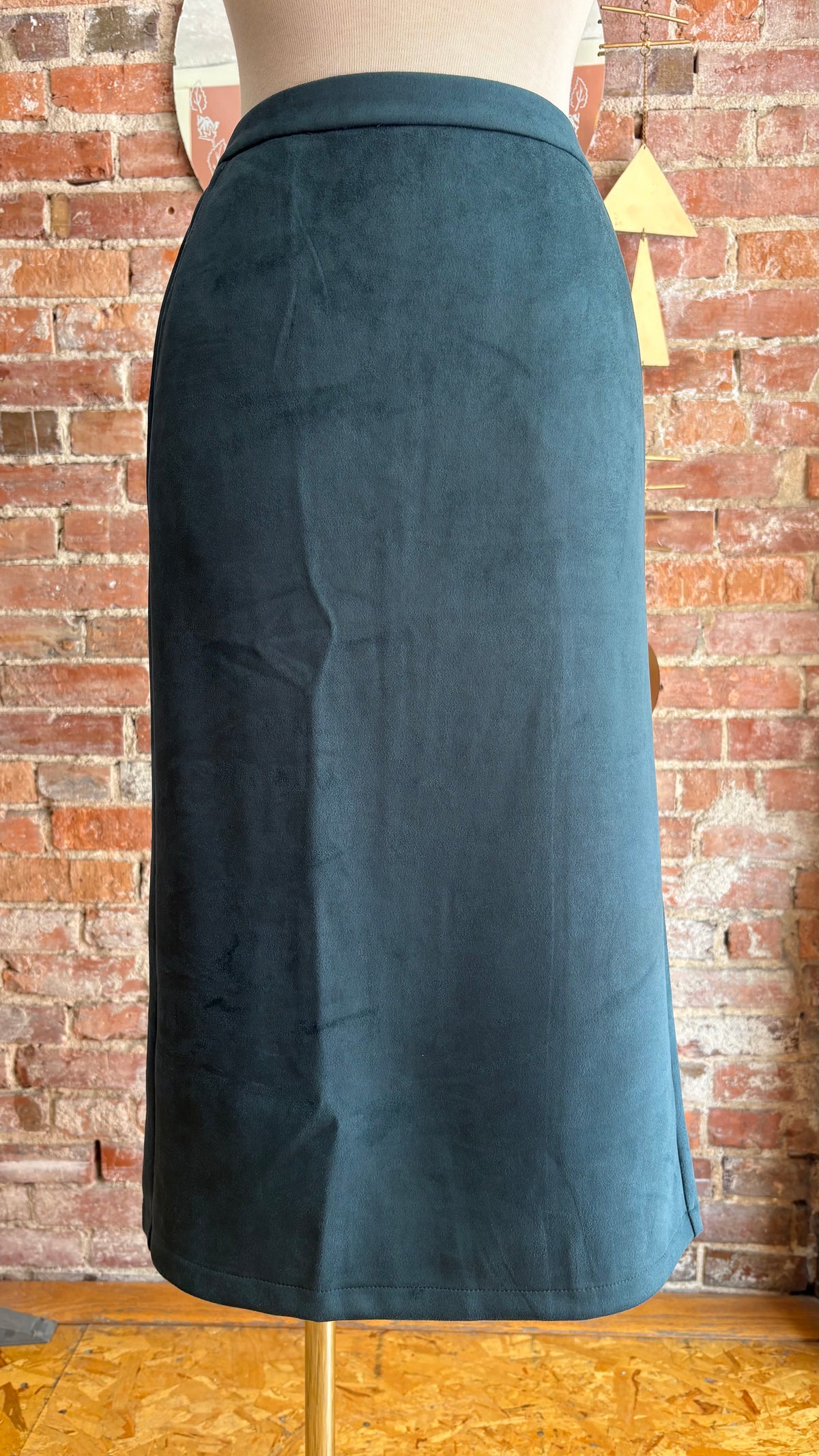 Faux Suede Midi Skirt