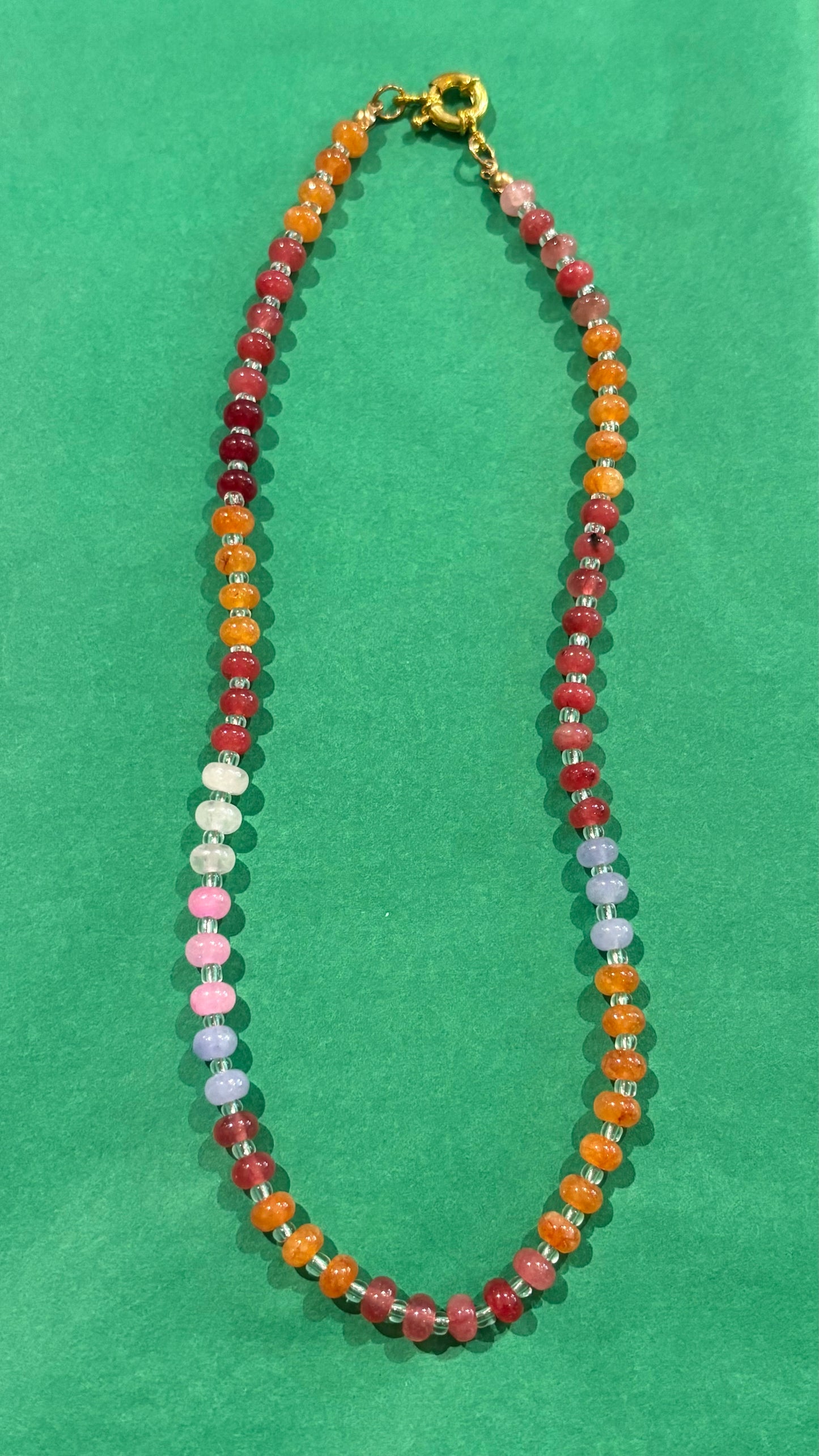 Gemstone Candy Bead Rainbow and Charm Collector Necklace