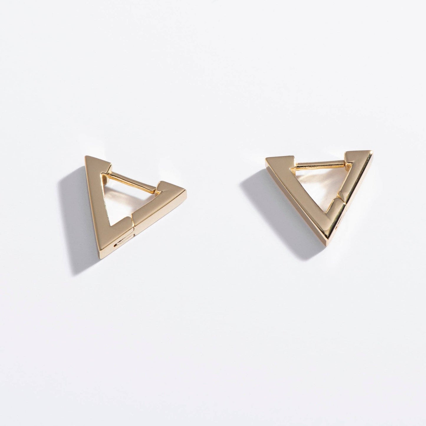 Triangle Huggie Hoops - 14k gold-plated brass