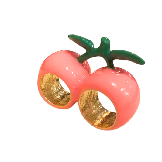 Cherry Season-Double Fruit Ring- Two Finger Ring