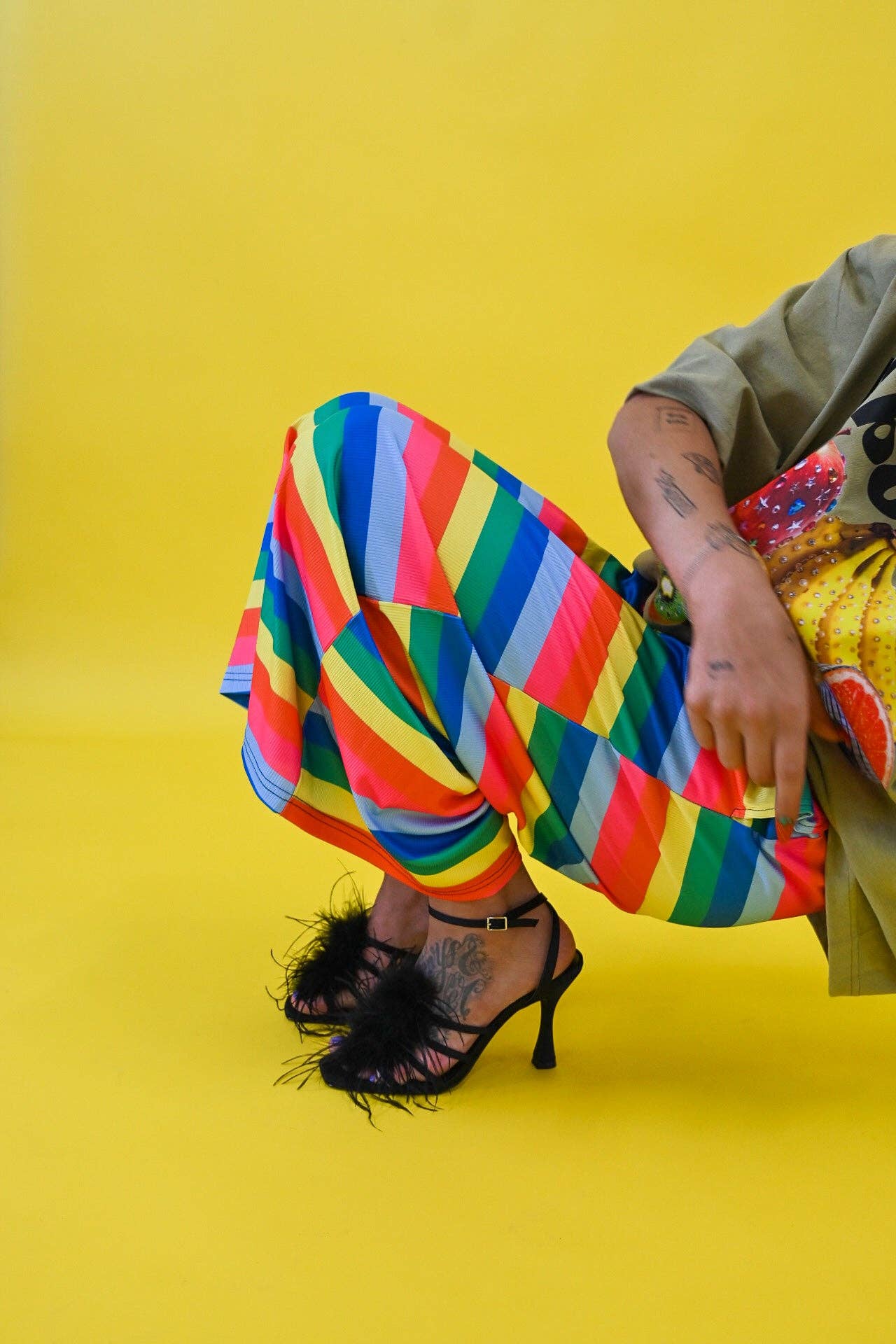 Fruit Salad Rainbow Stripe Cropped Pants