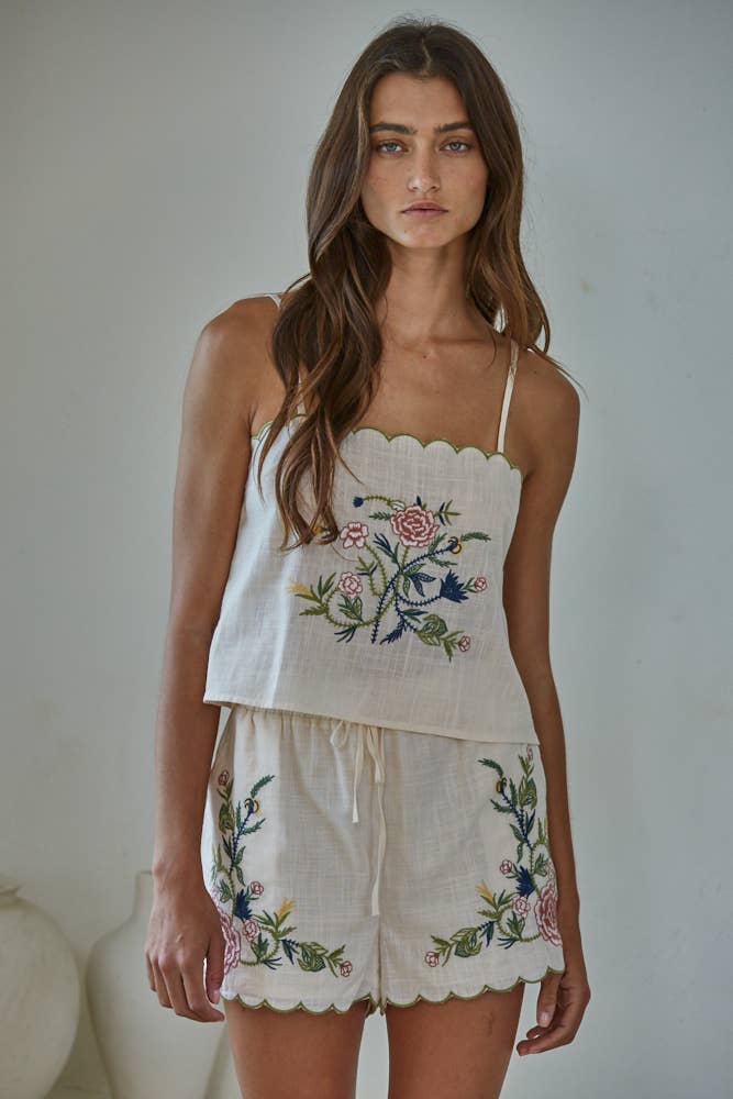 Embroidered Sleeveless Top