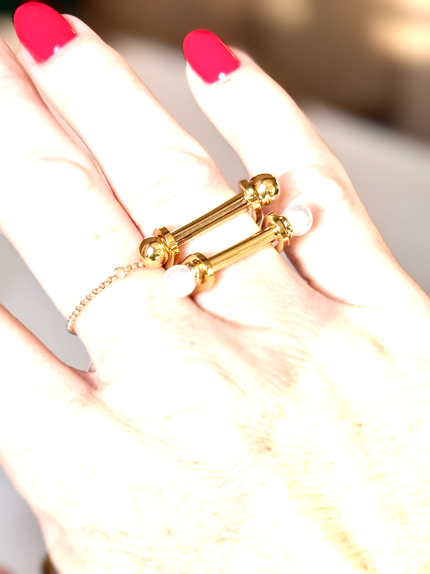 Snaffle- Stirup Steel 14K Gold Ring