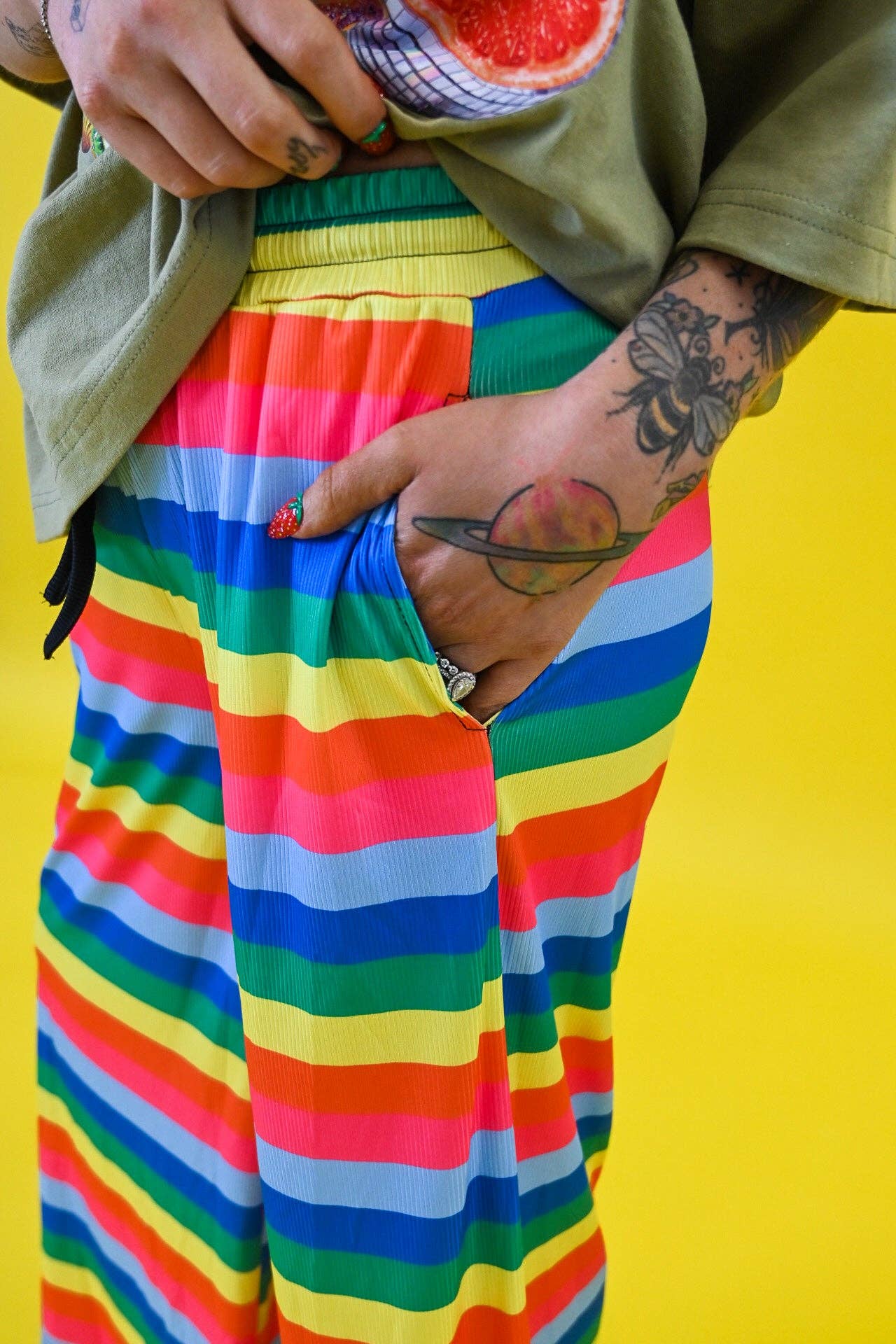 Fruit Salad Rainbow Stripe Cropped Pants