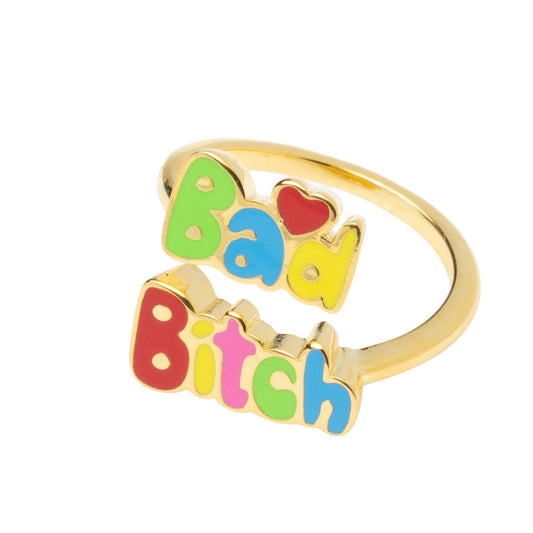 Bad B*tch Ring | Adjustable Gold Enamel Jewelry Gift